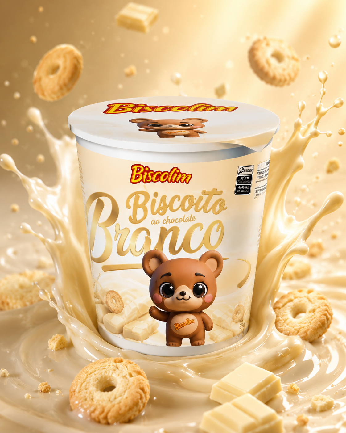 Biscoito coberto com chocolate branco