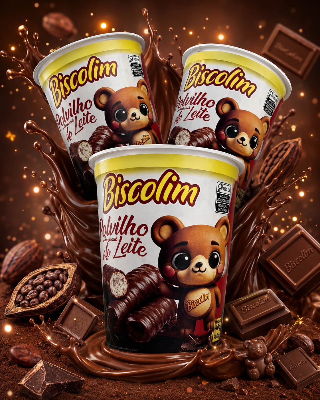 Biscoito coberto com chocolate ao leite